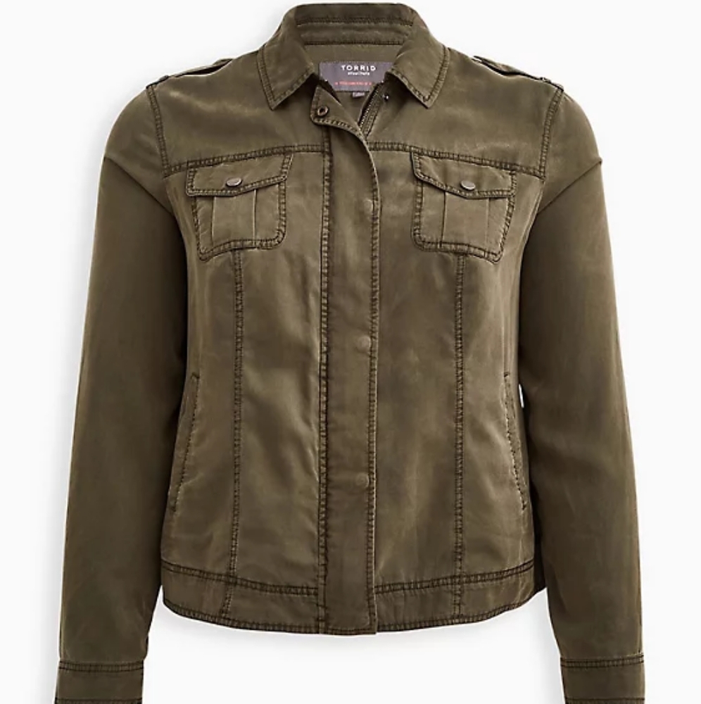 Torrid Tencel Bomber Green